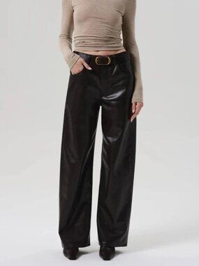 NWOT Citizens Of Humanity Ayla Soft Recycled Leather Wide-Leg Black Pants 31